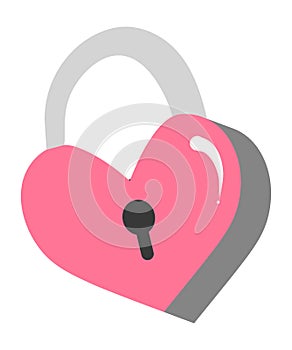 Pink Heart Shaped Padlock Icon for Love and Security